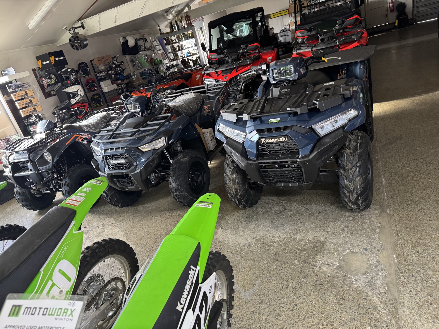 Motorcycles and accessories on display at Motoworx